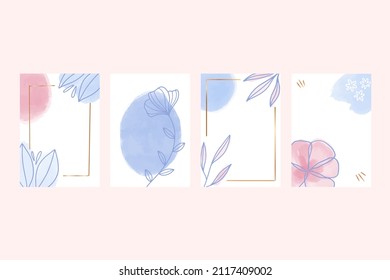 Floral card. Colorful nature flower design. Abstract geometric painting. Frame greeting flyer, booklet, brochure template. Elegant invite floral card. Flower composition card. Vector illustration.