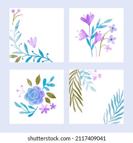 Floral card. Colorful nature flower design. Abstract geometric painting. Frame greeting flyer, booklet, brochure template. Elegant invite floral card. Flower composition card. Vector illustration.