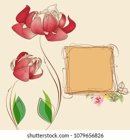 Floral card and cute frame for text