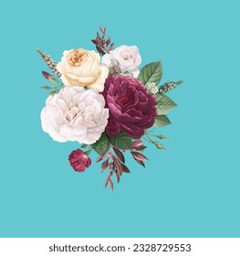 floral card design, flowers, beautiful nature flowers vector art illustration