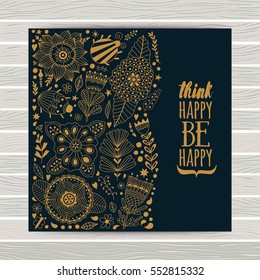 Floral card design, flowers and leaf doodle elements. Illustration made of flowers and herbs. Vector decorative invitation. Spring elements. Floral doodles. 