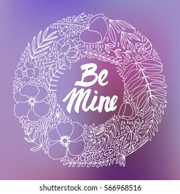 Floral card design, flowers and leaf doodle elements. Illustration made of hand drawn flowers and herbs. Vector decorative invitation. Spring elements. Floral doodle elements.