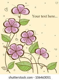 Floral card design with space for text, flowers
