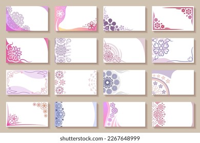 Floral card designs. Cards, postcards with abstract floral design elements. Cards for wedding, Mother's day, Valentine's day, March 8 and other.