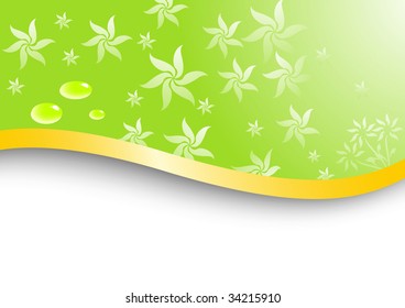 Floral card with few drops of water; clip-art