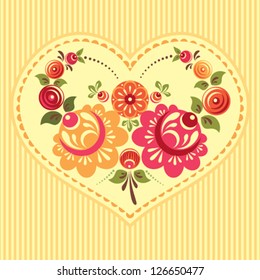 Floral card with flowers and heart