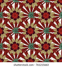 Floral card. Greeting card. Floral seamless pattern. Brown, white and red spring flowers. Vector abstract flowers. Wedding invitation template. Floral wall art painting for home.