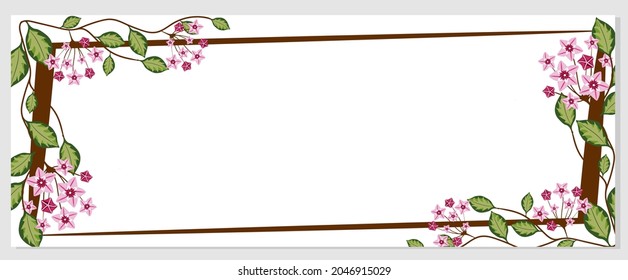 Tarjeta floral con hoya carnosa. Coloca tu texto. Plantilla para tarjeta de saludo, invitación, banner o afiche. Ilustración del vector