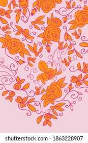 Floral card, invitation, banner template with empty space. Vector, abstract pattern.