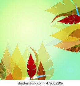 Floral  card. Leaf background. 