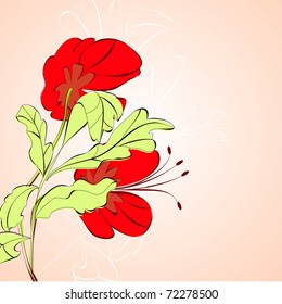Floral card with red flowers