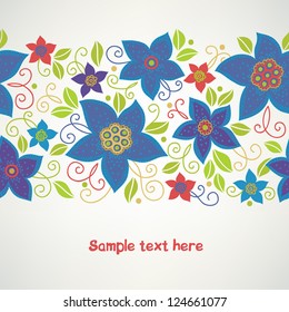 Floral card with seamless background