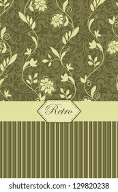 Floral card with seamless pattern, retro design