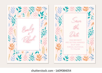 Floral card set. Botanical card mock 