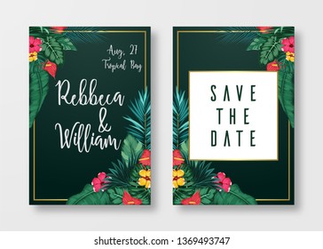 Floral card set Wedding Invitation, save the date, and frame