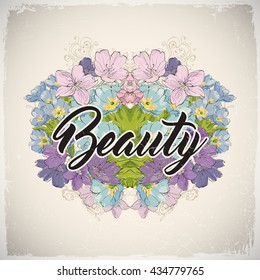 Floral card. Sketch style. Vector illustration.
