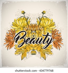 Floral card. Sketch style. Vector illustration.