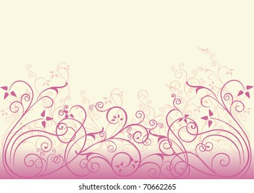 Floral card with swirls and flourishes