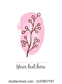 Floral card template with berries