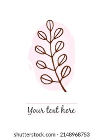 Floral card template with a branch where you can place your text