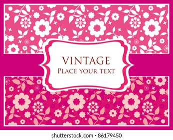 Floral card template with decorative flowers and place for your text