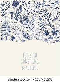Floral card template. Floral greeting card, blooming vector banner. Perfect for wedding invitations, greeting cards, blogs, prints and more