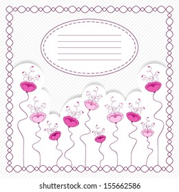 Floral Card Template for Invitation, Greeting or Scrapbook