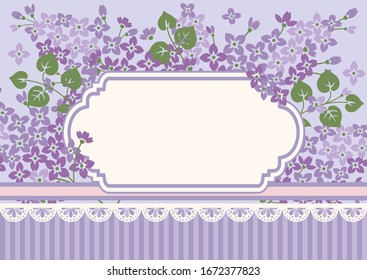 Floral card template with lilac and empty frame