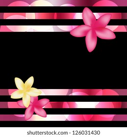 Floral card template with pink flowers