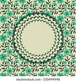 Floral card template with seamless pattern