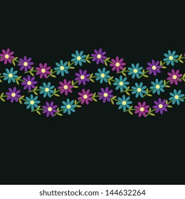 Floral card template with wave