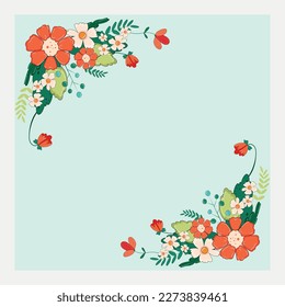 Floral card template.Beautiful floral wreath wedding invitation card template	