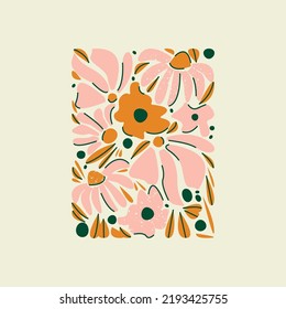 Floral card. Vector botanical print, illustration, design with flowers