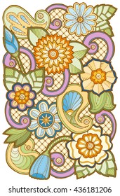 Floral card. Vector template banner. Background for web, printed media design, scrapbooking. Banner, business card, flyer, invitation, greeting card, postcard.