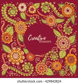 Floral card. Vector template corporate identity. Business artworks with watercolor splash. Background for web, printed media design. Banner, business card, flyer, invitation, greeting card, postcard.