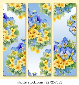 Floral cards on yellow background vector illustration