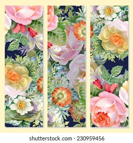 Floral cards on yellow background vector illustration