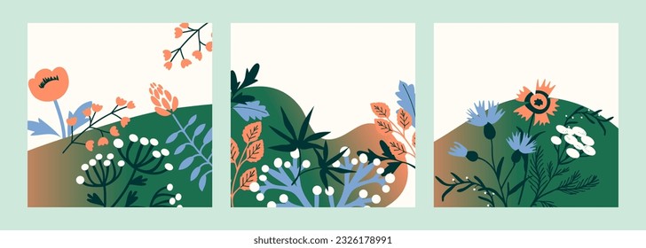 Floral cards set with copy space