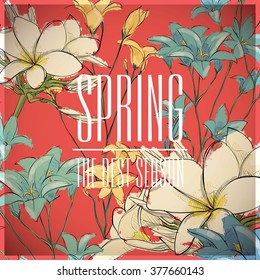 Floral card.Sketch style. Vector illustration.