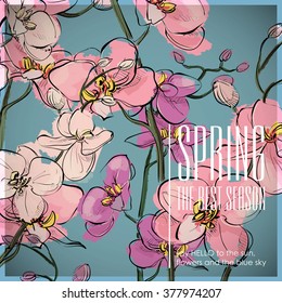 Floral card.Sketch style. Vector illustration.