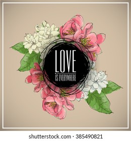 Floral card.Sketch style. Vector illustration.