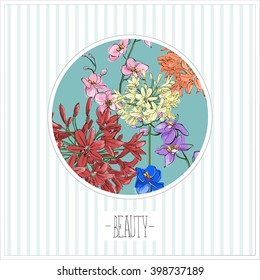 Floral card.Sketch style. Vector illustration.