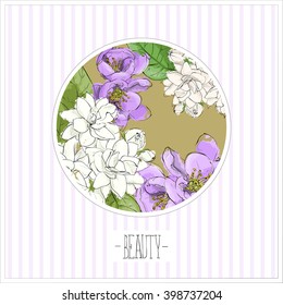 Floral card.Sketch style. Vector illustration.