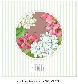 Floral card.Sketch style. Vector illustration.