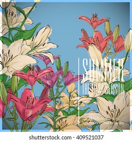 Floral card.Sketch style. Vector illustration.