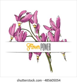 Floral card.Sketch style. Vector illustration.