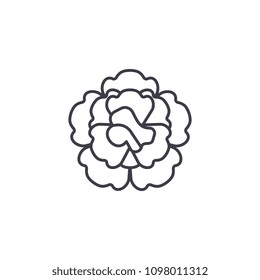 Floral carnation line icon concept. Floral carnation flat vector sign, symbol, illustration.