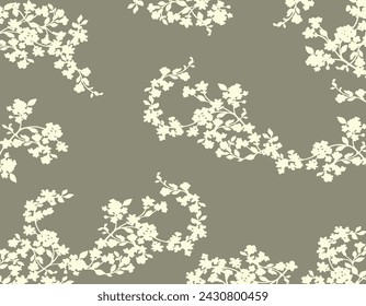 Floral Carpet design. Cream Floral, No Border.