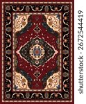 Floral Carpet, Old Carpet Design, Red Carpet for Vintage Abstract Pattern