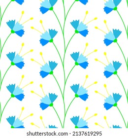 Floral cartoon pattern cute seamless flowers on white background